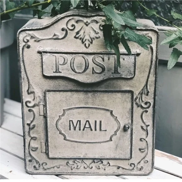 NEW gray metal retro wall mount mail box